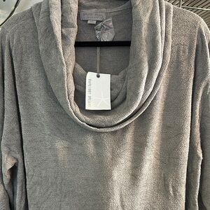 Barefoot Dreams Women's Cozy Chic Ultra lite Cowl Neck Tunic  Sweater in pewter